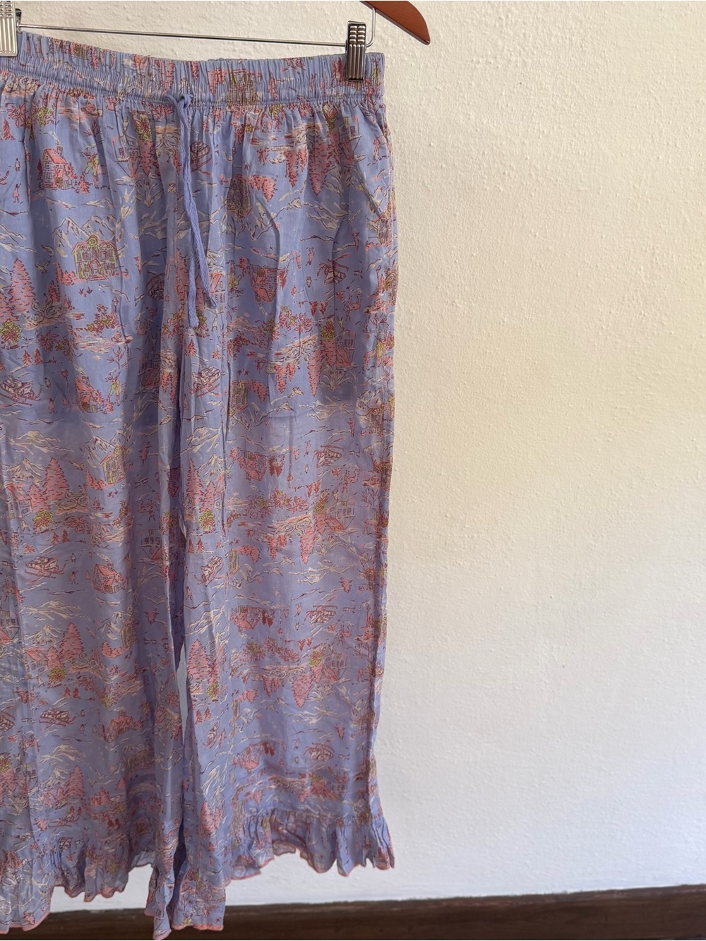 Free People Intimately Tangled Lights Pajama Set XS Blue Floral Ruffle Boho. - Picture 9 of 9